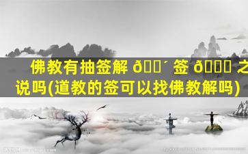 佛教有抽签解 🐴 签 🐟 之说吗(道教的签可以找佛教解吗)